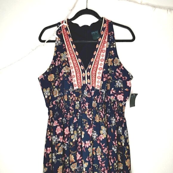 NWT Gabby Skye Women's 12 RN# 67473 Floral Zipper Dress Tribal Boho Blue Red - Picture 2 of 16